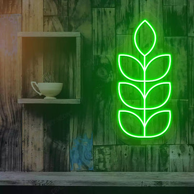 Wheat stalk neon sign in green
