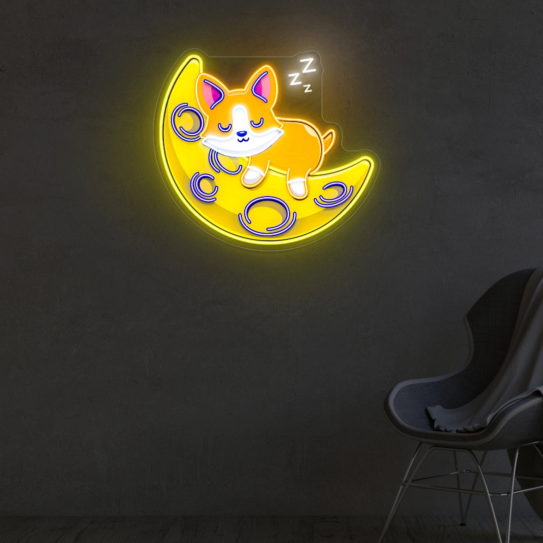 Sleeping Fox Neon Sign Artwork