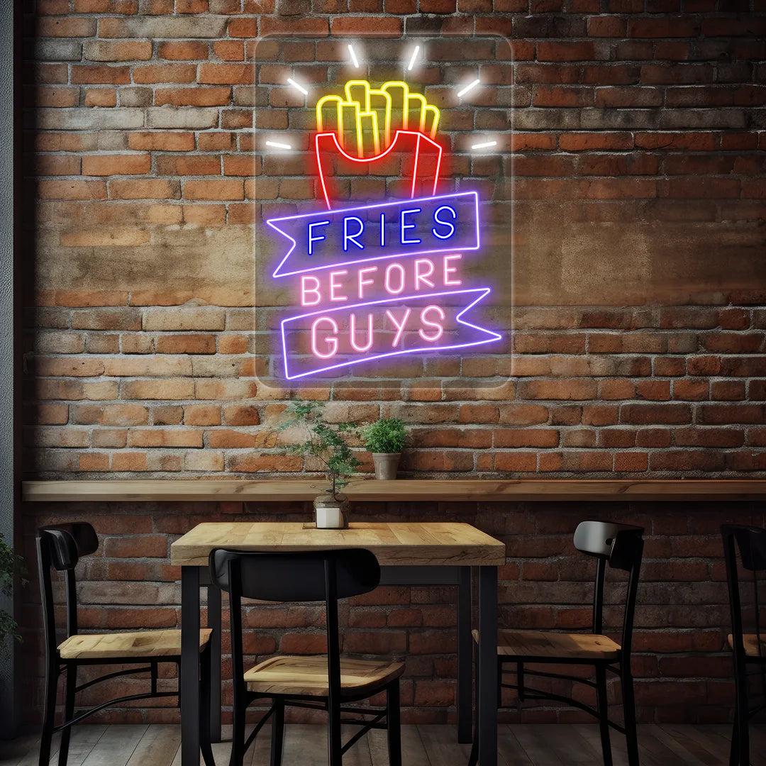 Fries Before Guys-Multicolor Neon Sign | Red-Blue