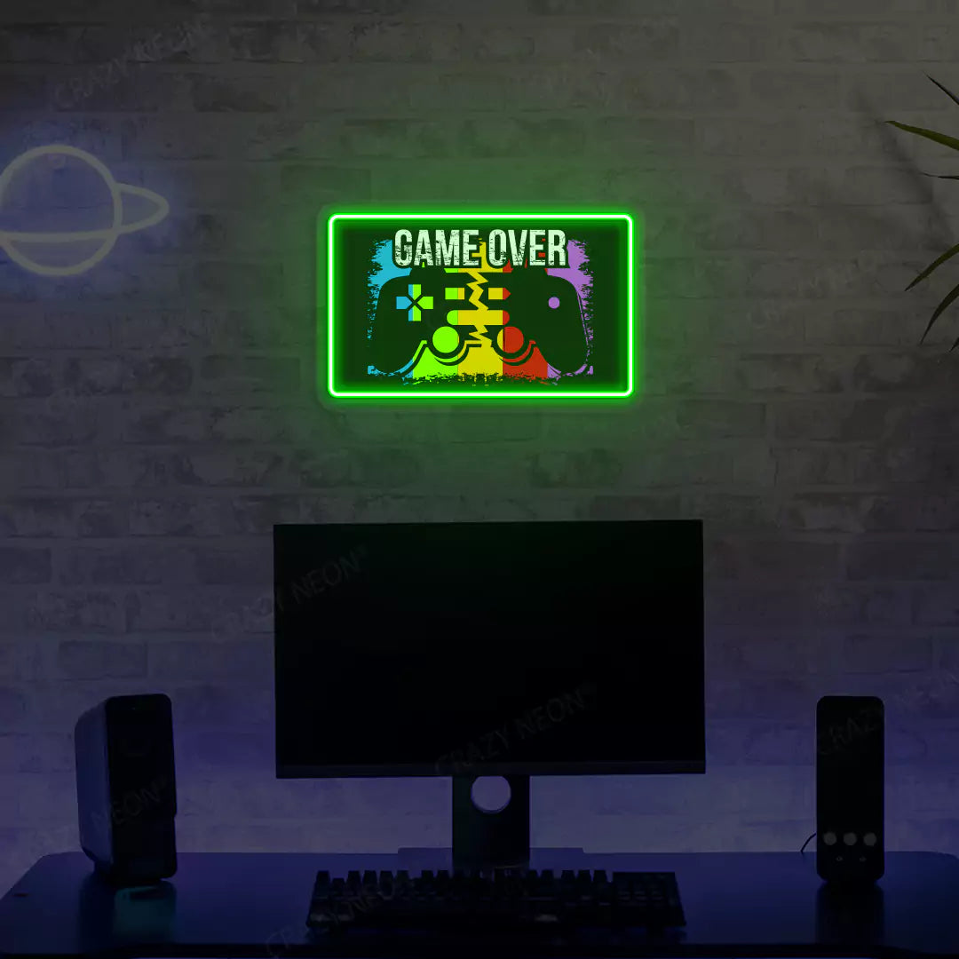 Game Over Neon Artwork Sign in Green 