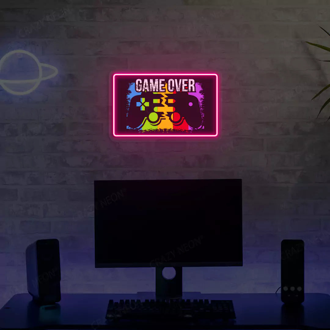 Game Over Neon Artwork Sign in pink