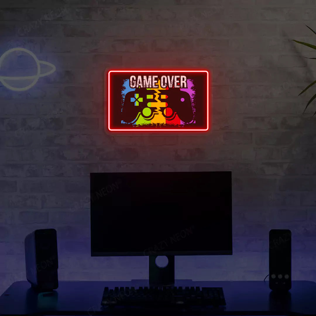 Game Over Neon Artwork Sign in Red