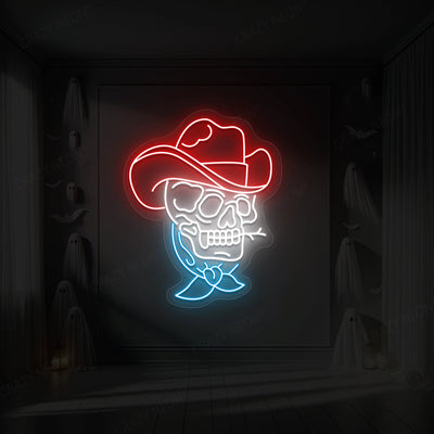 Skull Cowboy Neon Sign | Red