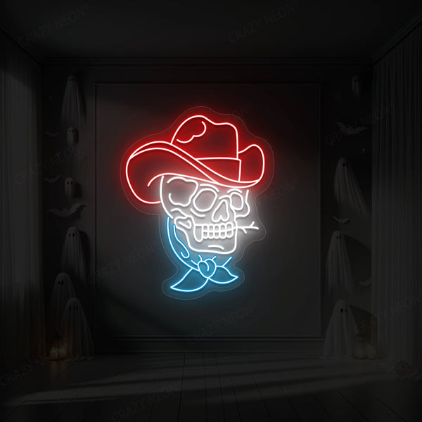Skull Cowboy Neon Sign