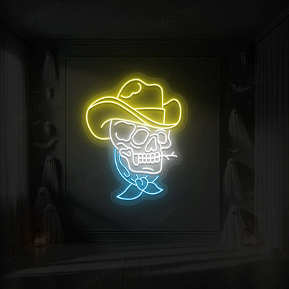 Skull Cowboy Neon Sign | Yellow