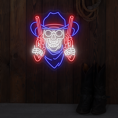 Deadshot Skeleton Cowboy Neon Sign | Red