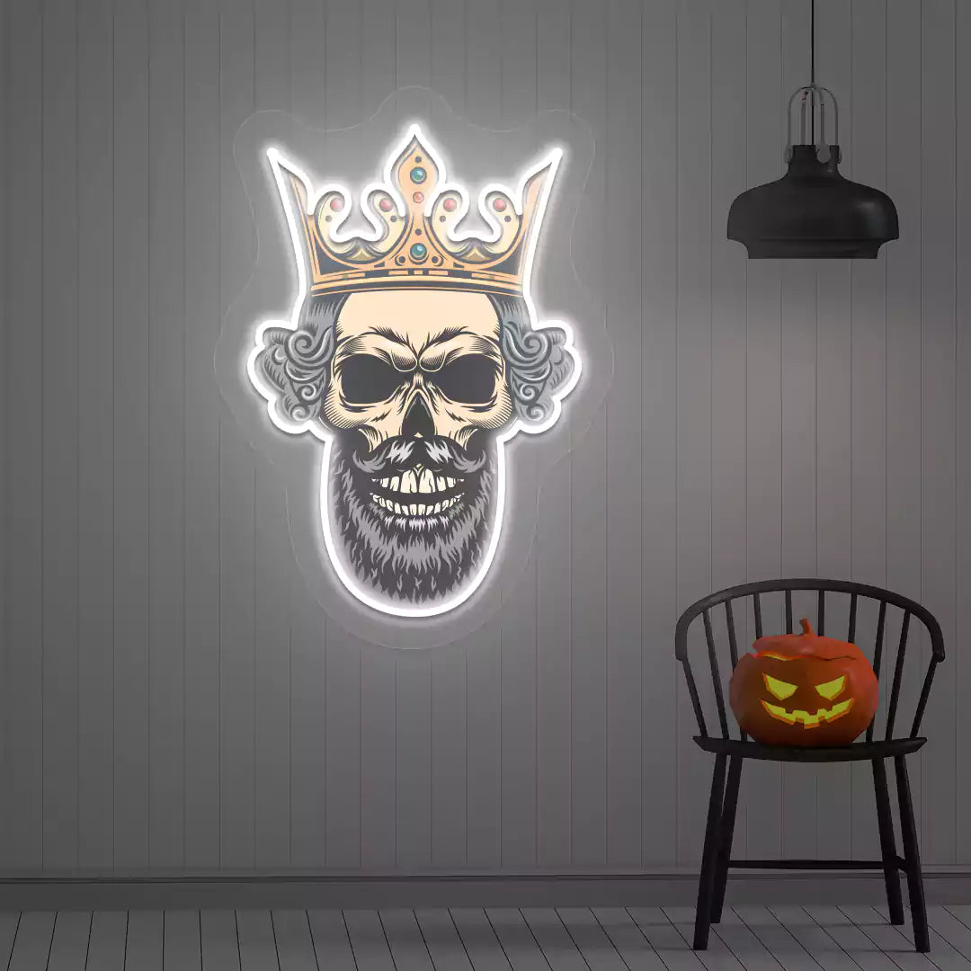 Majestic Skull Neon Artwork | White