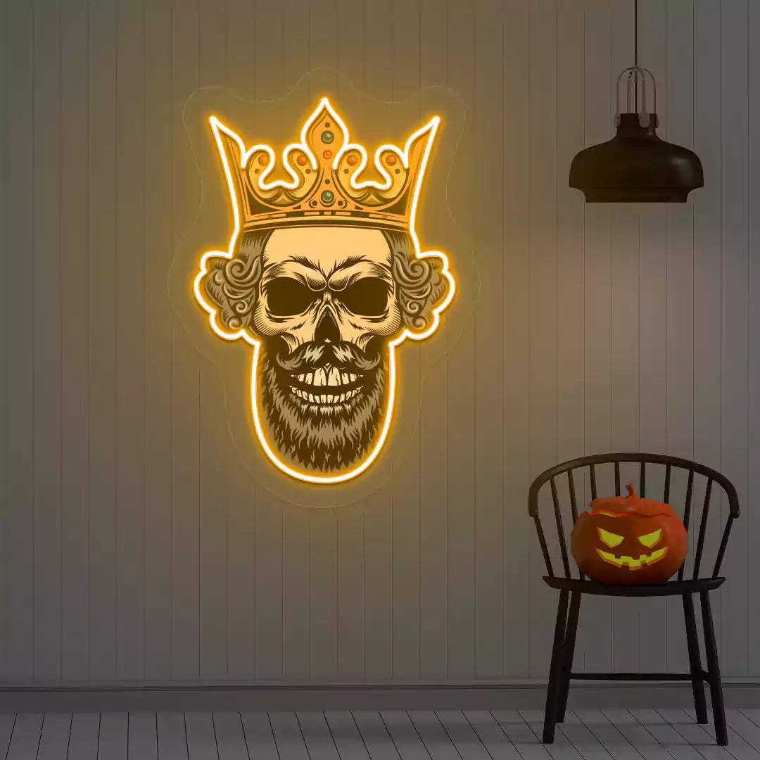 Majestic Skull Neon Artwork | Orange