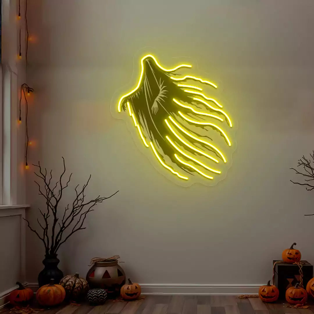 Haunting Wraith Neon Artwork | Yellow