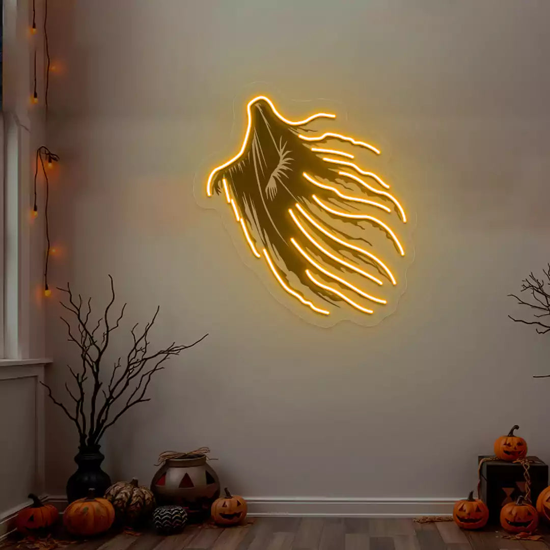 Haunting Wraith Neon Artwork | Orange