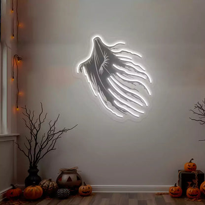 Haunting Wraith Neon Artwork | White