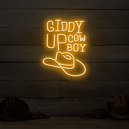 Giddy Up Cowboy Neon Sign | Orange