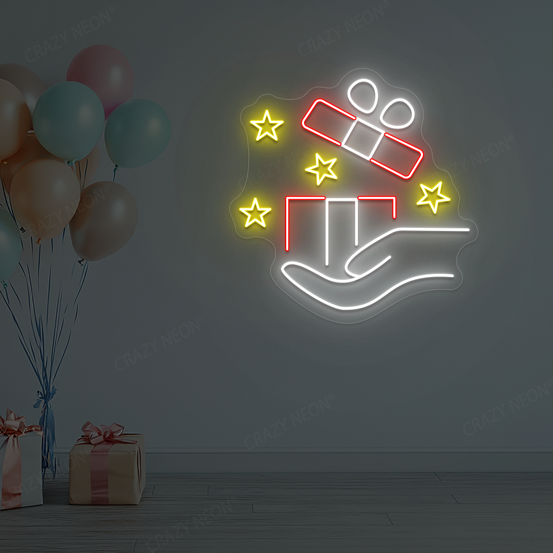 Gift In Hand Neon Sign | Red