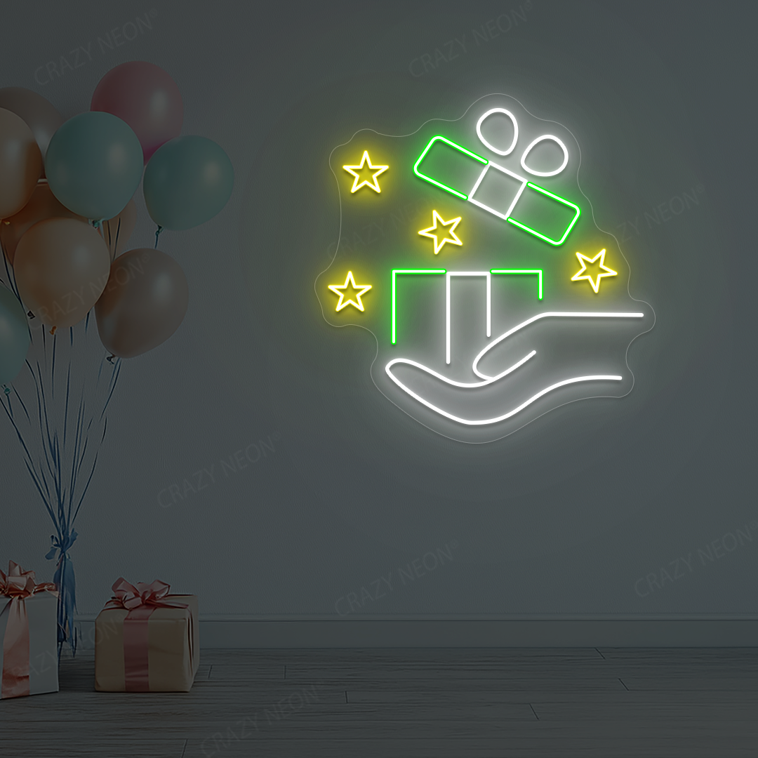 Gift In Hand Neon Sign | Green