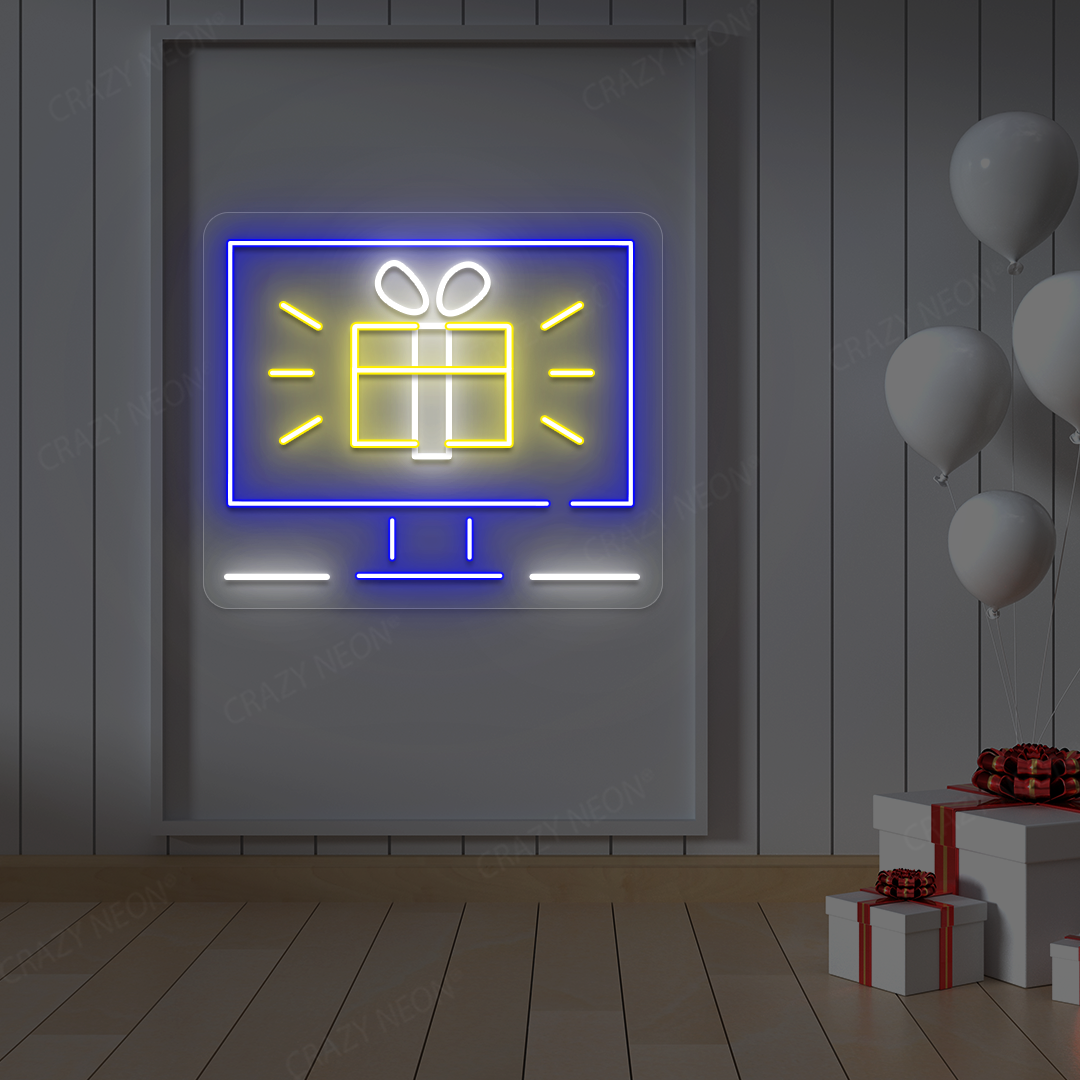 Virtual Gift On Screen Neon Sign | Yellow