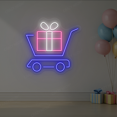 Shopping Cart Gift Neon Sign | Pink