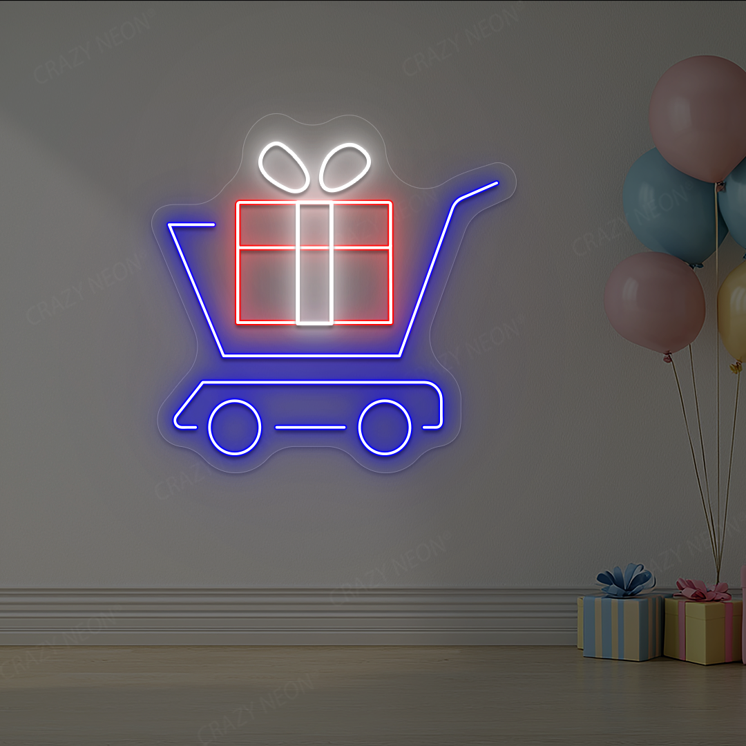 Shopping Cart Gift Neon Sign | Red