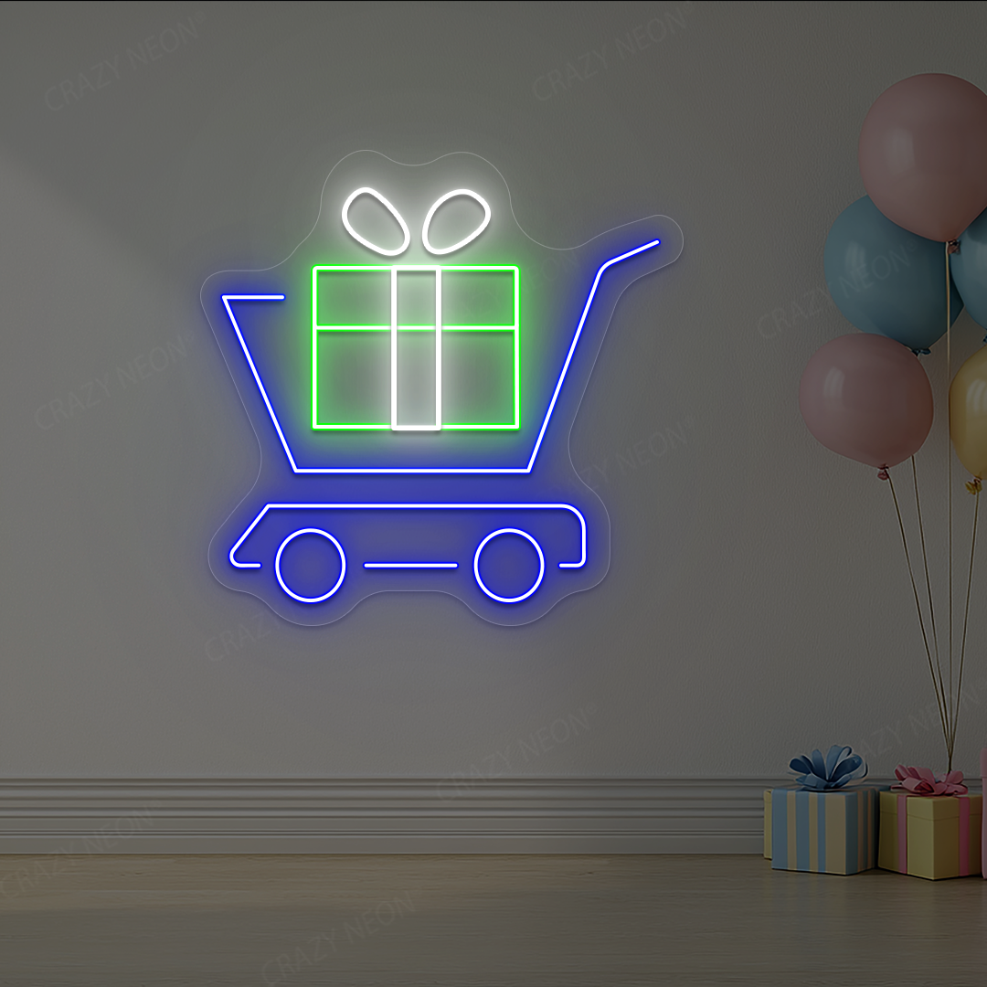 Shopping Cart Gift Neon Sign | Green