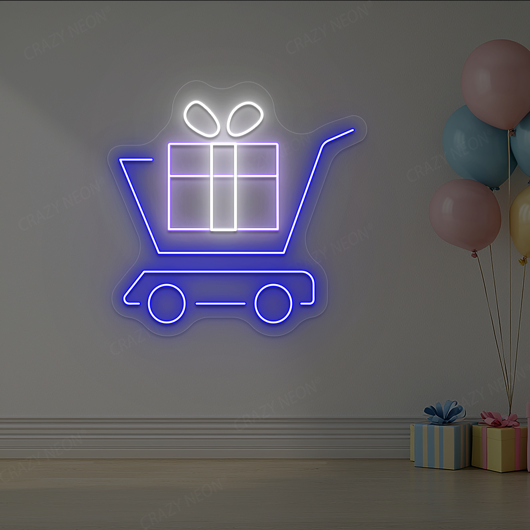 Shopping Cart Gift Neon Sign | Purple