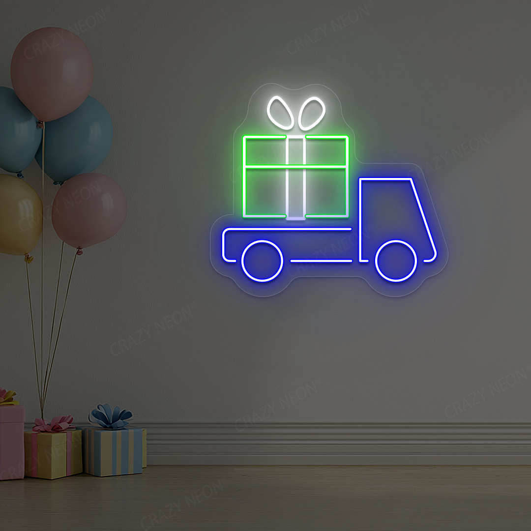 Gift Delivery Truck Neon Sign | Green