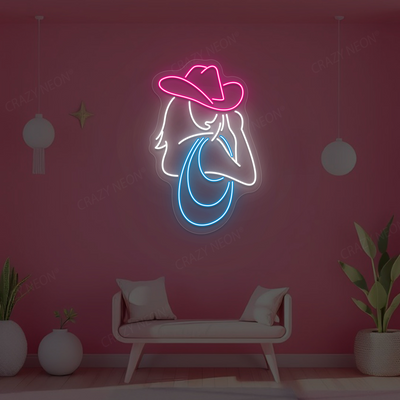 Lasso Cowgirl Neon Sign | Iceblue