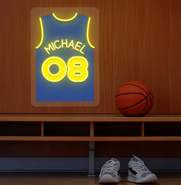 Personalized GSW Jersey Basketball Neon Artwork Sign
