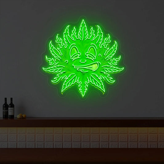 Weed Leaf Neon Artwork | Green