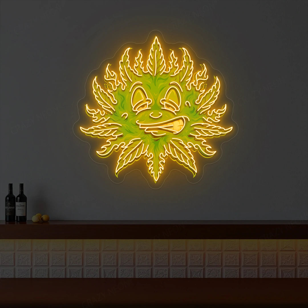 Weed Leaf Neon Artwork | orange