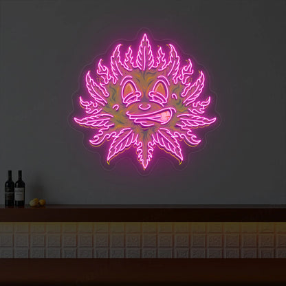 Weed Leaf Neon Artwork | Pink