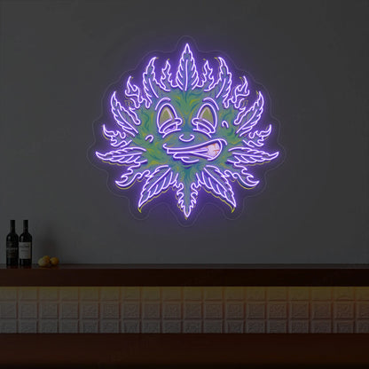 Weed Leaf Neon Artwork | Purple