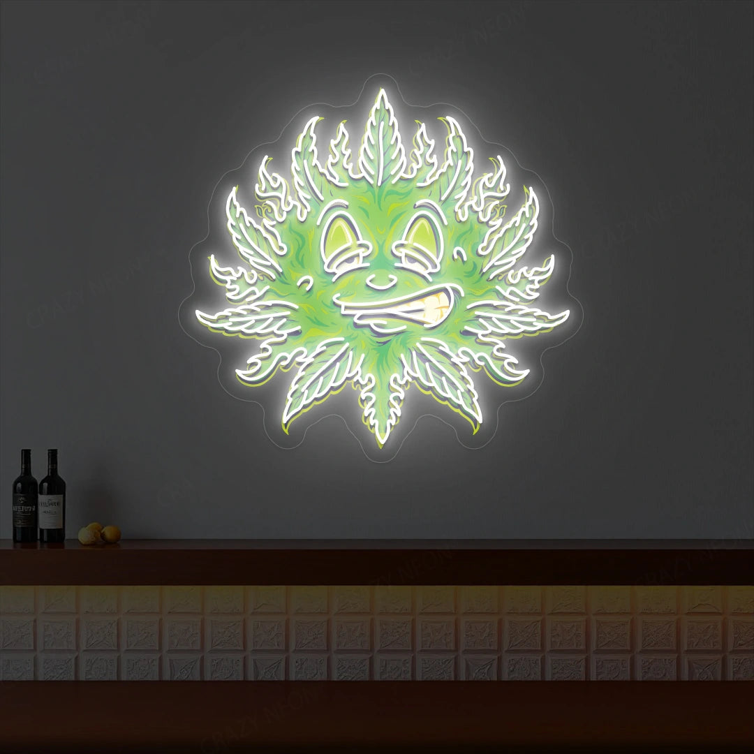 Weed Leaf Neon Artwork | warmwhite