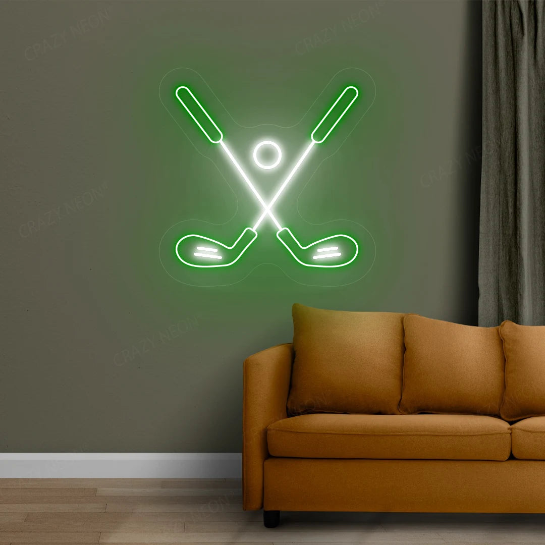 Golf Stick and Ball Neon Sign | Green