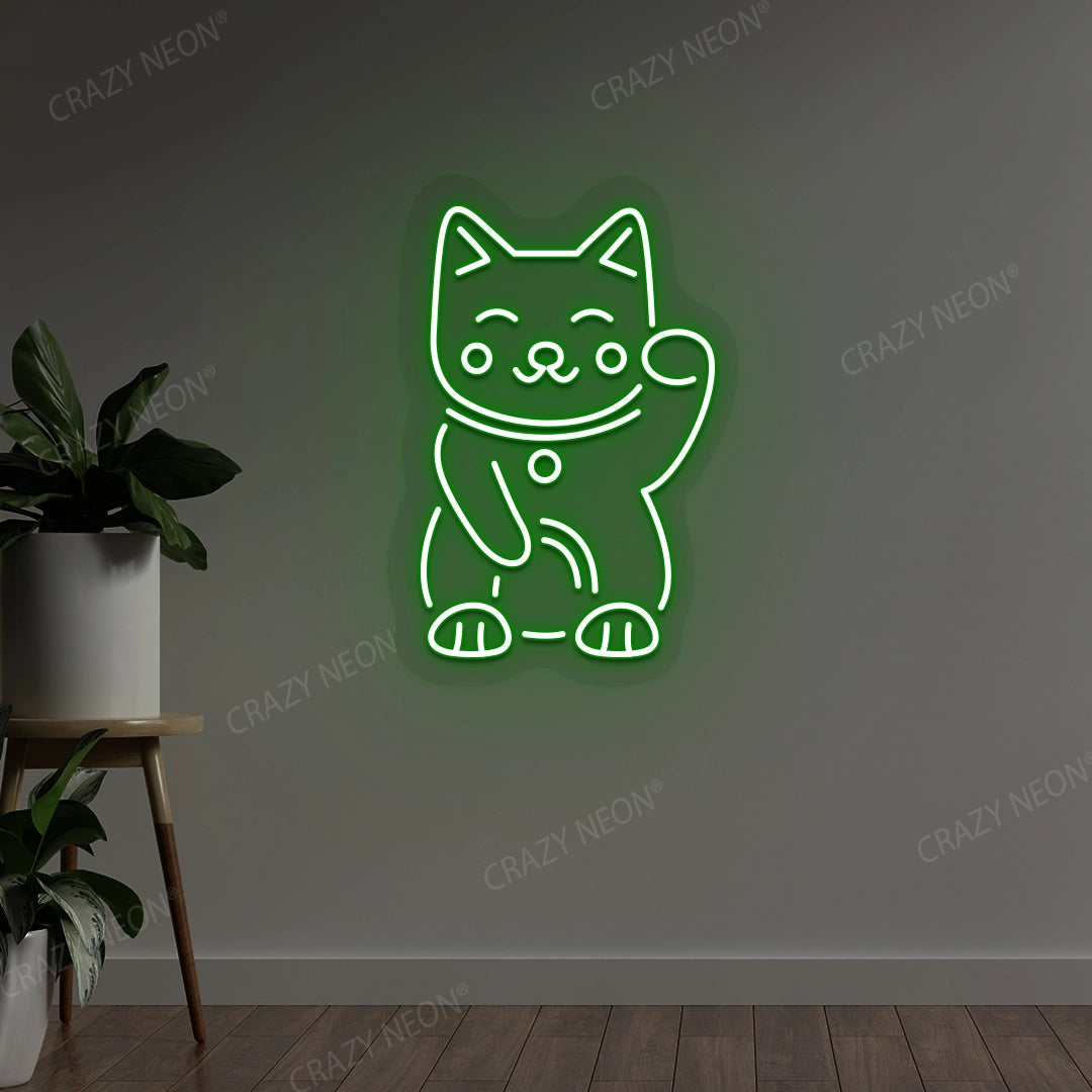 Charming Cat Neon Sign | Green