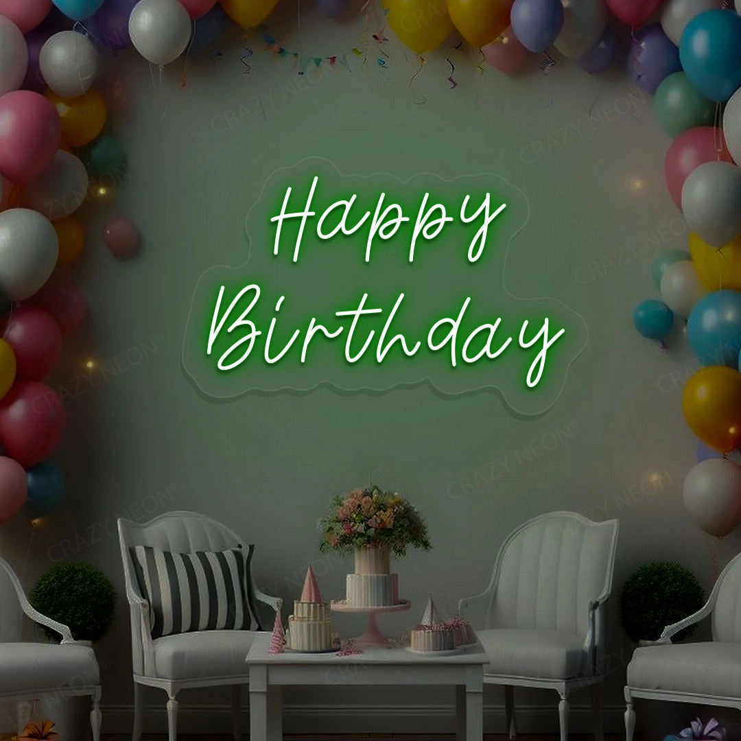 Happy Birthday Neon Sign | Green