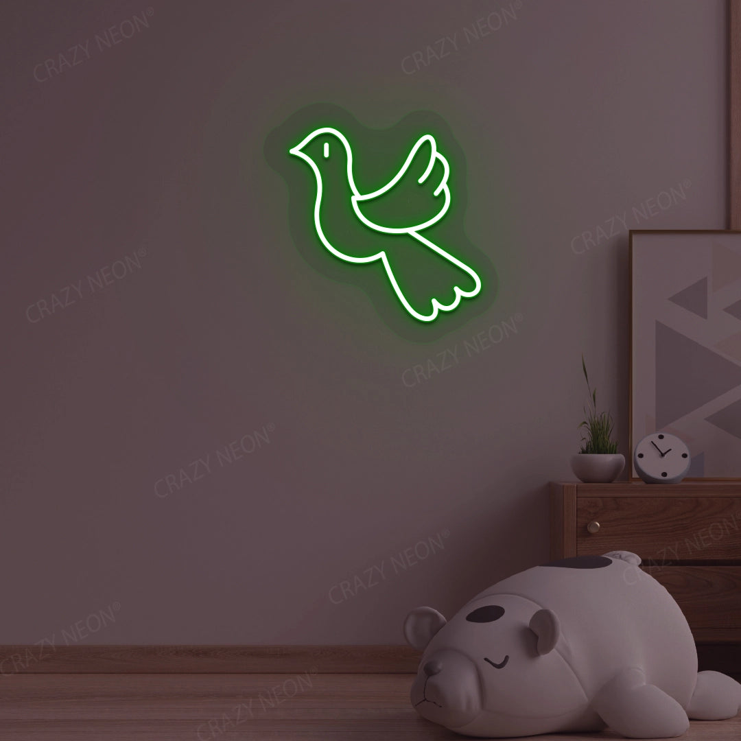 Dove Bird Neon Sign | Green