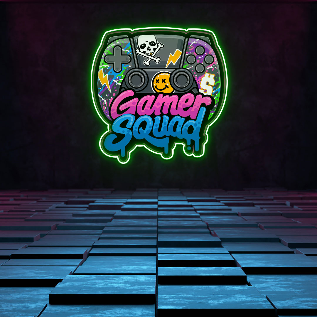 Gamer Squad Neon Artwork