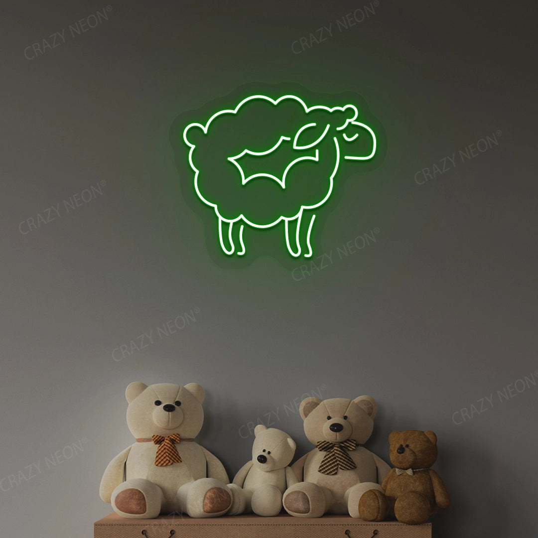 Sheep Icon Neon Sign | Green