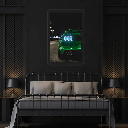 Green Mustang Backlight Neon Artwork | Iceblue