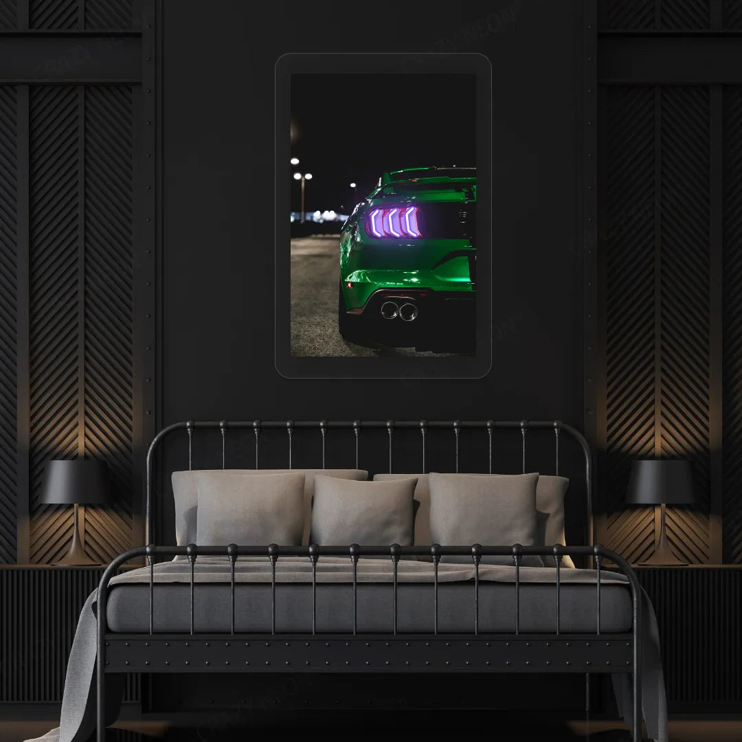 Green Mustang Backlight Neon Artwork | Purple