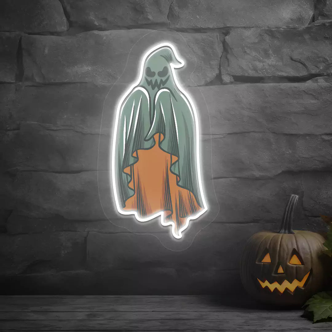 Sinister Green Ghost Neon Artwork | White