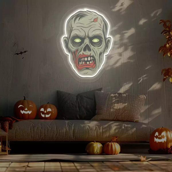 Zombie Face Neon Artwork