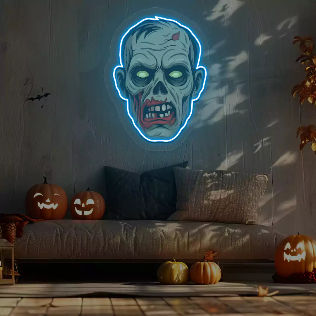 Zombie Face Neon Artwork | Iceblue
