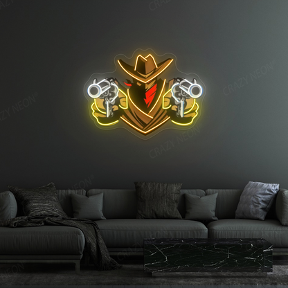 Gunslinger Cowboy Neon Sign | White