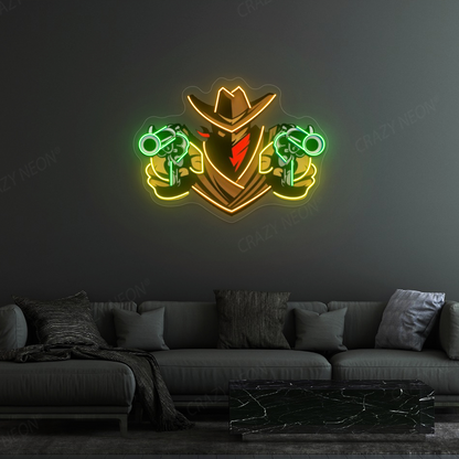 Gunslinger Cowboy Neon Sign | Green