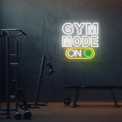 Gym Mode On Neon Sign | White