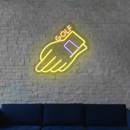 Hand Golf Neon Sign | Yellow