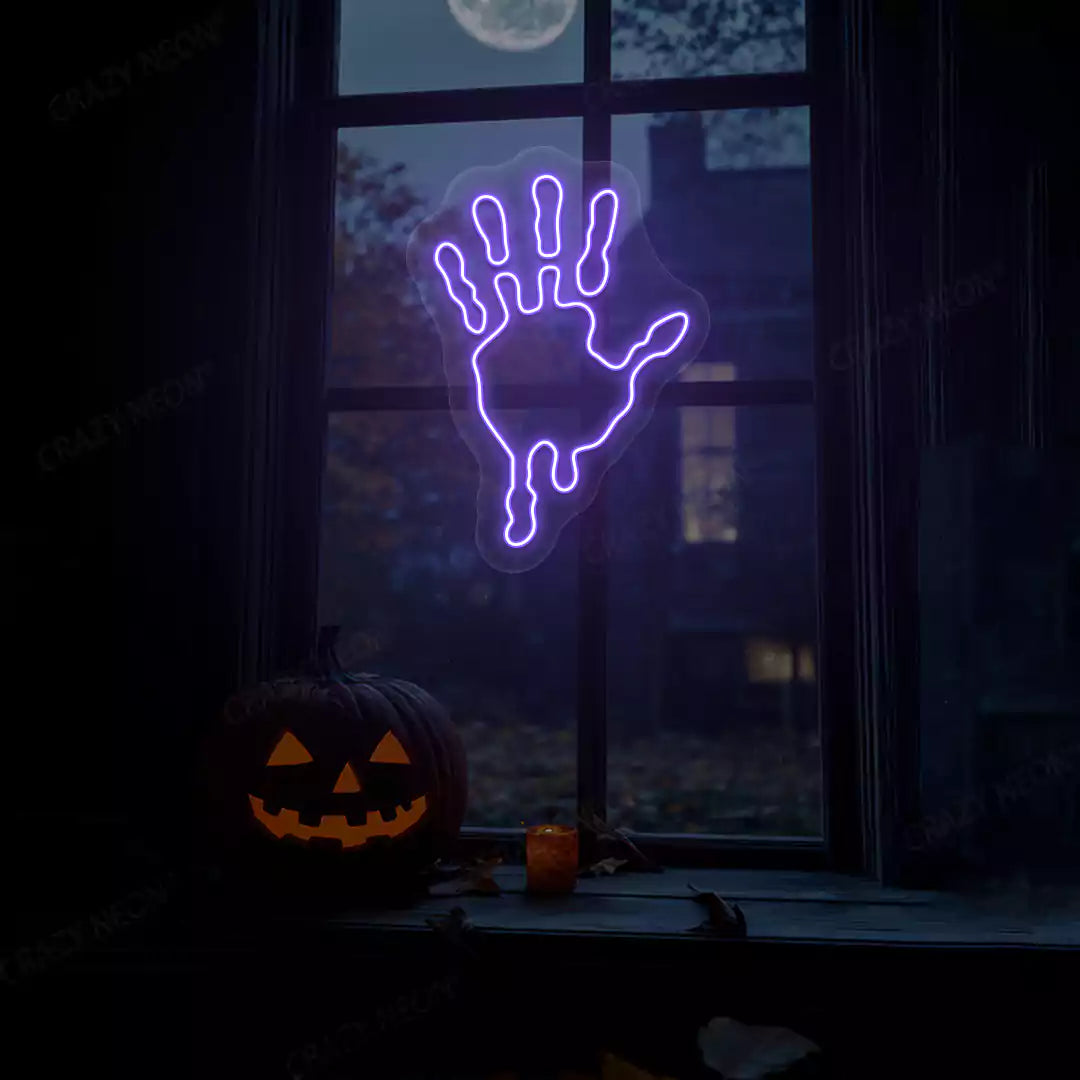 Bloody Handprint Neon Sign | Purple