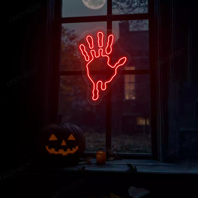 Bloody Handprint Neon Sign | Red