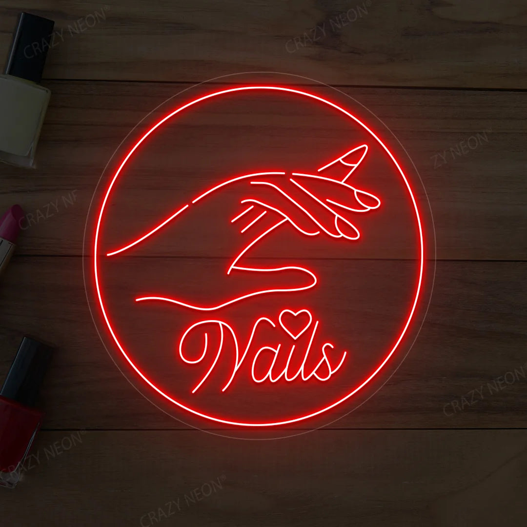 Hands with Nails Neon Sign | red