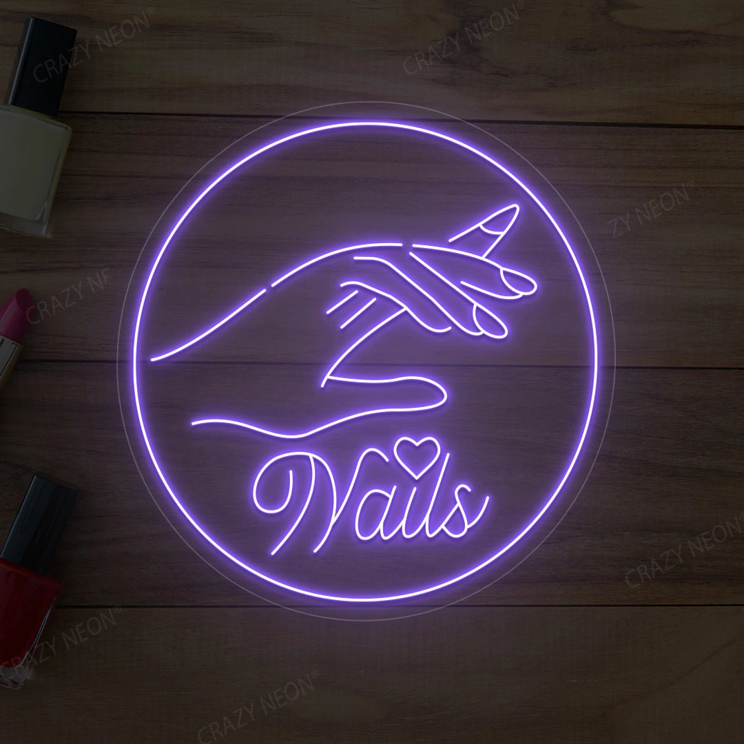 Hands with Nails Neon Sign | Purple